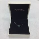 PANDORA Fine Chain Necklace Heart Charm Green Gemstone 5925 ale