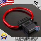 10 Pack 10 Gauge ATC In-Line Blade Fuse Holder 100% OFC Copper Wire Protection