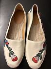 New Gucci Pilar Leather Floral Embroidered Espadrille women size 38.5 (US 8.5)