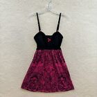 Y2K Vintage Metal Mulisha Babydoll Mini Dress XS S Small Pink Cyber Grunge Goth