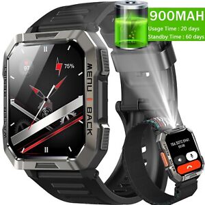 Military SOS Smart Watch Bluetooth (Call Receive/Dial) W/ LED Flashlight Compass