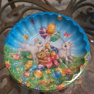 Vintage EASTER Plastic Candy Treat Dish Bowl Bunny Lamb Chick Egg Great Cond