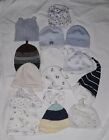 Lot of 14 Baby Boy Unisex Hats Beanies Newborn-3 Months Knit Cotton