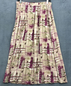 VTG Sag Harbor Skirt Medium Multicolor Tropical Print Pockets Flowy 100% Rayon