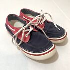 Crocs Hover Boat Unisex Men 7 Womens 9 Shoes Blue Red Canvas Sneakers Casual