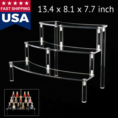 US Clear Acrylic Riser 3-Tier Arc Display Shelf Removable Rack for Figures Toys