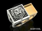 New Lion Embossed Secret Compartment Head Silver Gold Mens Gothic Biker Ring