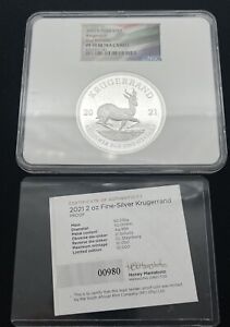 New Listing2021 S. Africa 2oz Silver Proof Krugerrand NGC PF 70 Ultra Cameo COA Limited Ed