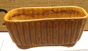 VTG Brush USA B 201 6 Brown Ribbed Art Pottery Window Box Planter Trinket Holder