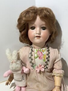 New ListingAntique Armand Marseille AM 390 Bisque 20” Flapper Type Doll, Compo Body w/Bunny