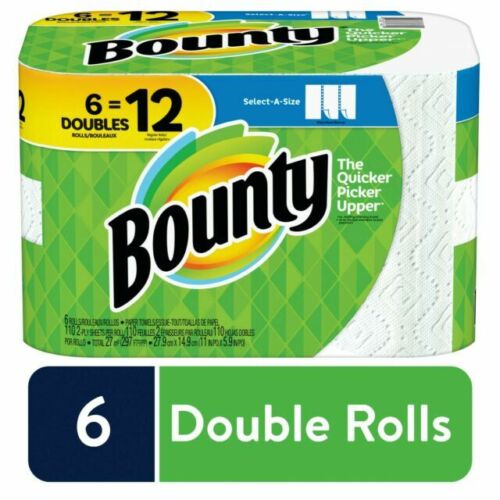 Bounty Paper Rolls - White, Pack of 6, Double