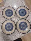 Set of 4 Celebrity Medallion Blue Center/Edge Salad Plates Stoneware