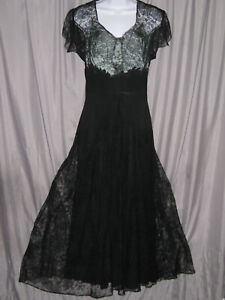 1920s-30s Black Lace Evening Dress