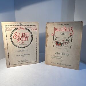 1930’s Jingle Bells & Silent Night Sheet Music, Heltman Edition, Albert Harvey