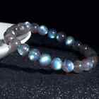 Genuine Gray Moonstone Gemstone Beaded Crystal Healing Reiki Men Women Bracelet