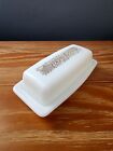 Vintage Pyrex Woodland Butter Dish 2 Pc. Milk White Glass Brown Flowers 72-B