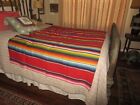 Vintage Mexican Saltillo Serape Textile Blanket Striped 48