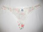 Shein sheer lace front microfiber floral back thong panties XS white kawaii 80s