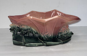 New ListingXL McCoy Pottery Lotus Centerpiece Planter Bowl Pink & Green 12.5” x 6” x 5.25”