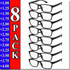 Mens Womens Reading Glasses 8 PACK Square Frame Readers Unisex Style Specs NEW