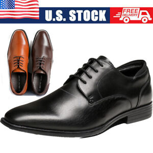 US Men's Dress Shoes Cap Toe Lace Up Oxfords PU Leather Fromal Shoes Size 6.5-15