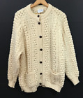 Forge House Knitwear Women's Wool Fisherman Cardigan Sweater Made in Ireland XL