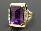 14k Yellow Gold Over 4Ct Emerald Lab Created Amethyst & Diamond Engagement Ring