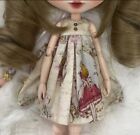 Cute Dress for Blythe Doll with Delicate Print Sleeveless Azone Ob22 Ob24 Gifts