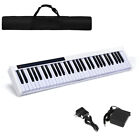 61 Key Digital Piano Portable MIDI Keyboard   w/ Pedal & Bag White