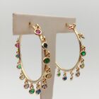 rainbow cz charm Earrings Jewelry Gold Color circle hoop Chandelier Earrings