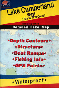 Lake Cumberland West (Dam to Wolf Creek) Detailed Fishing Map, Waterproof #L444