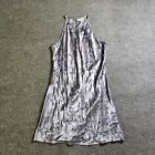Vintage Breakin Loose Dress Womens 14 Gray Satin Floral Babydoll Grunge 90s Y2K