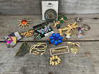 Lot of 21 Vintage Brooches Pins Rhinestone Gold & Silver Tone Estate