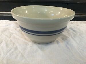 New ListingVintage Roseville Ohio Pottery USA Friendship Blue Stripe Mixing Bowl