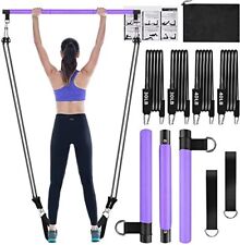 Pilates Bar Kit with 4 x Resistance Bands,3-Section Pilates Bar with Stackabl...