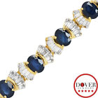 Estate Diamond 16.50ct Sapphire 14K Gold Bow Style Tennis Bracelet 29.0 Grams NR