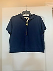Beautiful NWT Michael Kors navy blue short sleeve zip up hoodie with logo zip XL