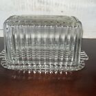 Vintage Anchor Hocking Fire King Clear Glass 1/4 lb Covered Butter Dish 7.75” L
