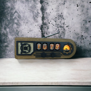 Nixie tube radio clock with FM, Bluetooth, AUX, VU meter - oak color