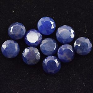 121 Ct Natural Blue African Sapphire Round Cut Loose Gemstone Lot 10 Pieces
