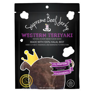 Supreme Halal Beef Jerky, Western Teriyaki 2.5 oz. Bags HFSAA Certified Zabiha