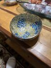 Colorful Blue And Gold Cracked Mosaic Half Coconut Shell Nut Candy Trinket Bowl