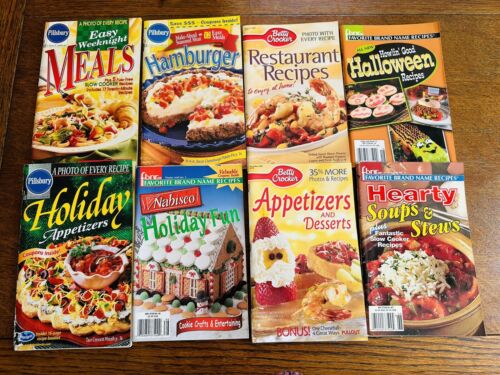 LOT of 8 Pillsbury-Betty Crocker-Favorite Brand Name Paperback Cookbooks-2000's