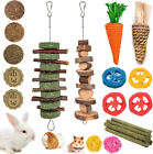 20 PCS Bunny Chew Toys for Teeth, Natural Rabbit Toys Apple Wood Grass Timothy S