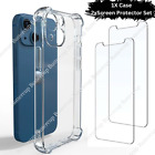 For iPhone 12 11 15 Pro Max XR Xs X 8 7 6 Clear Case Cover With Screen Protector