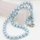 Natural 8mm Light Blue South Sea Shell Pearl Necklace 16-28''