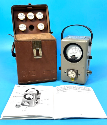Bird Model 43 RF Directional Thruline Wattmeter w/ 6 Elements, Case, and Manual!