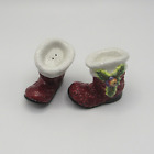 FITZ AND FLOYD CHRISTMAS SANTA BOOTS SALT AND PEPPER SHAKERS NEW
