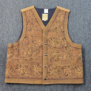 Wah Maker Frontier Vest Mens M Beige Floral Western True West Outfitters USA