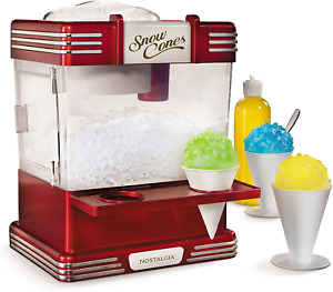 Retro Table-Top Snow Cone Maker, Makes 20 Icy Treats, Shaved Ice Machine Include